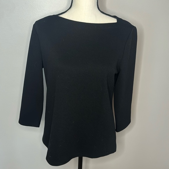 Ann Taylor Factory Tops - ***Ann Taylor Factory Women’s Black Boat Neck 3/4 Sleeve Top Sz M